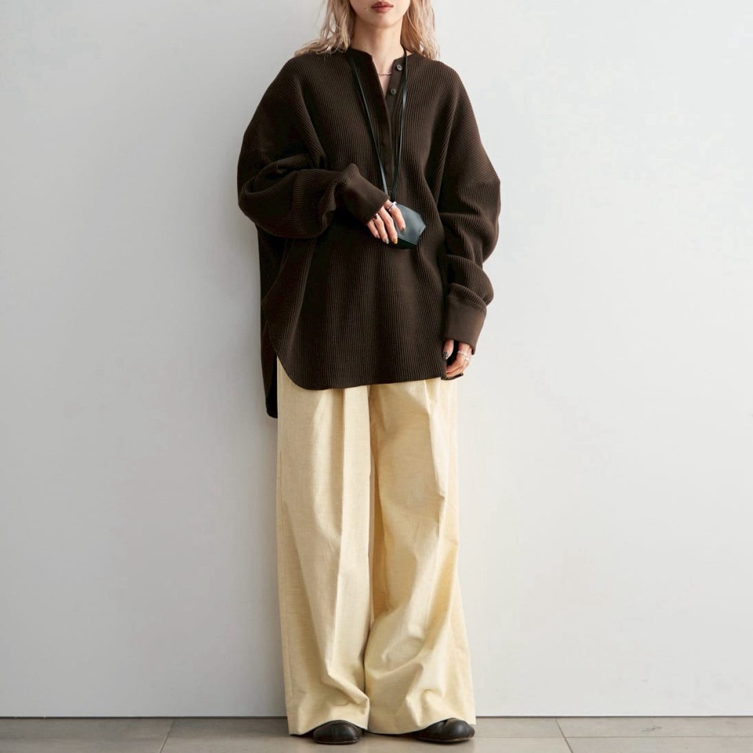 anuke [アンヌーク] ワッフルルーズヘンリーネックトップス [62620605] BRN