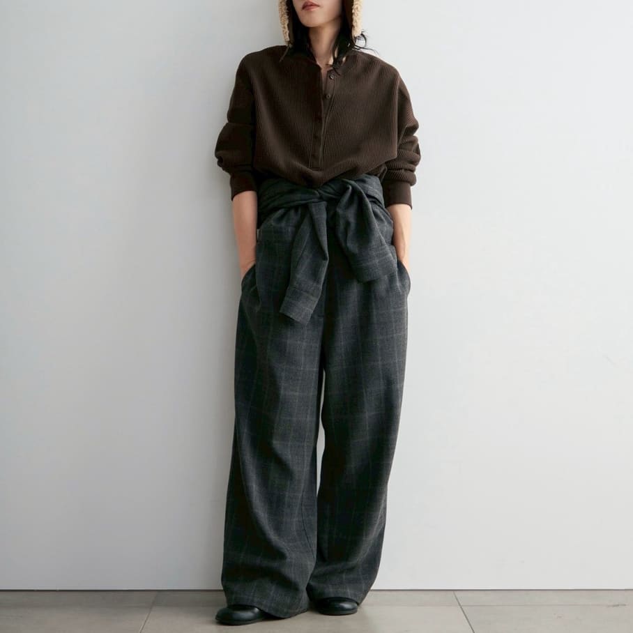 anuke [アンヌーク] ワッフルルーズヘンリーネックトップス [62620605] BRN