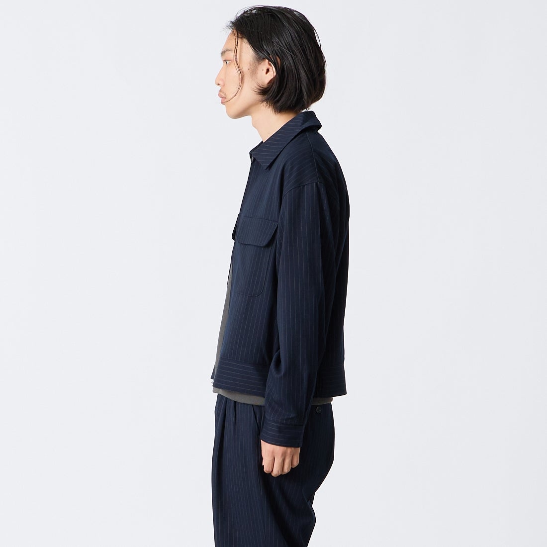 Noir Fabrik [ヌワールファブリック] ギャバジンスポーツジャケット [NF-263-066] NAVY ST &&モデル身長：175cm 着用サイズ：M&&