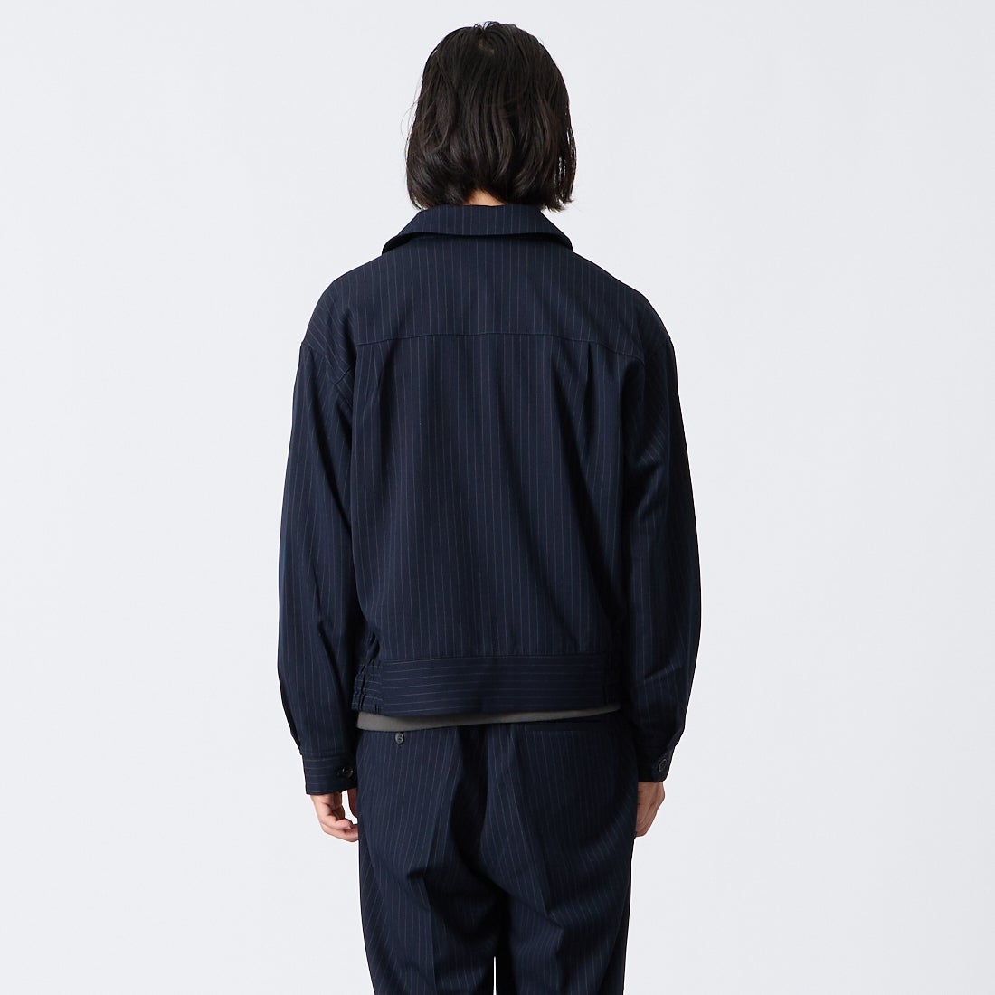 Noir Fabrik [ヌワールファブリック] ギャバジンスポーツジャケット [NF-263-066] NAVY ST &&モデル身長：175cm 着用サイズ：M&&