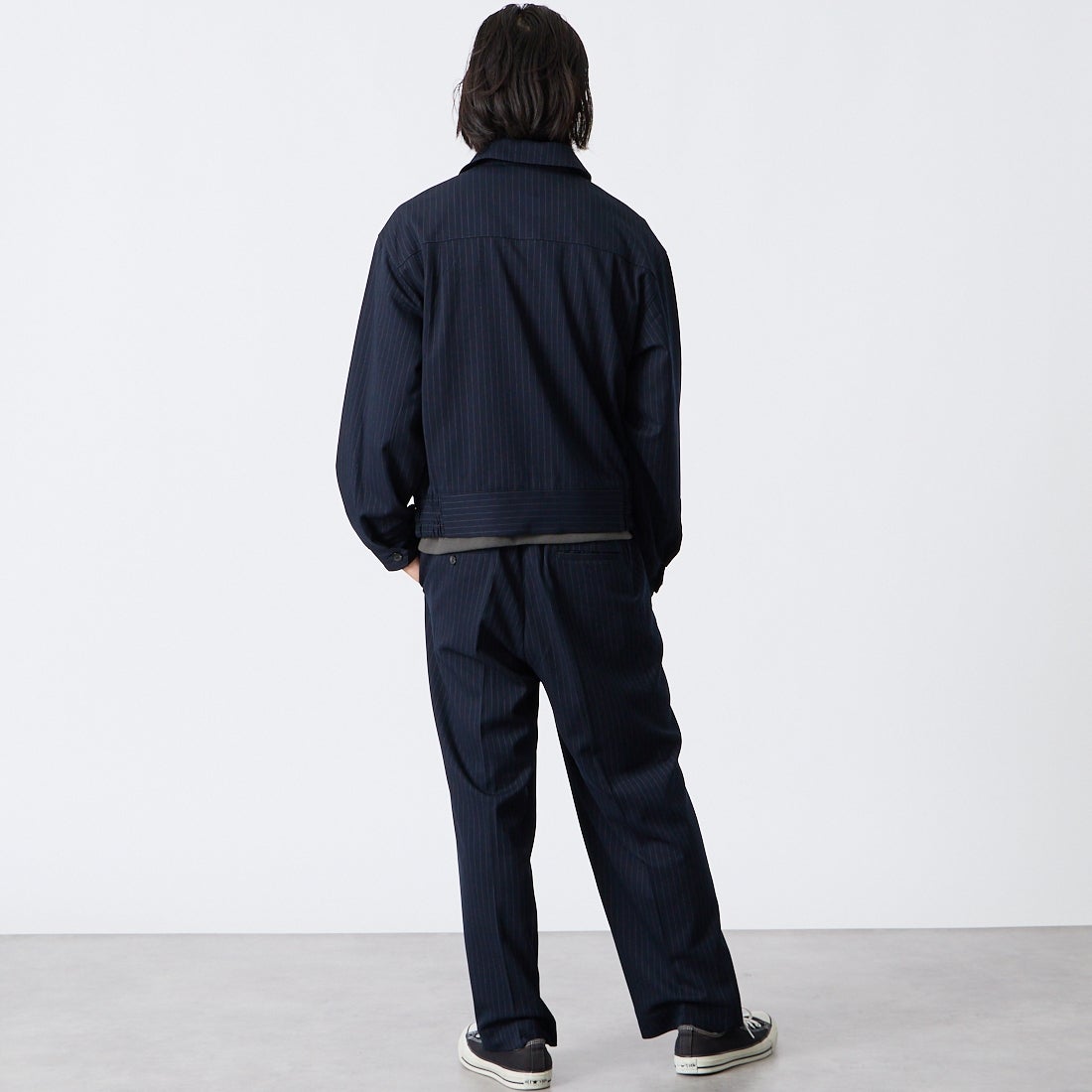 Noir Fabrik [ヌワールファブリック] ギャバジンスポーツジャケット [NF-263-066] NAVY ST &&モデル身長：175cm 着用サイズ：M&&