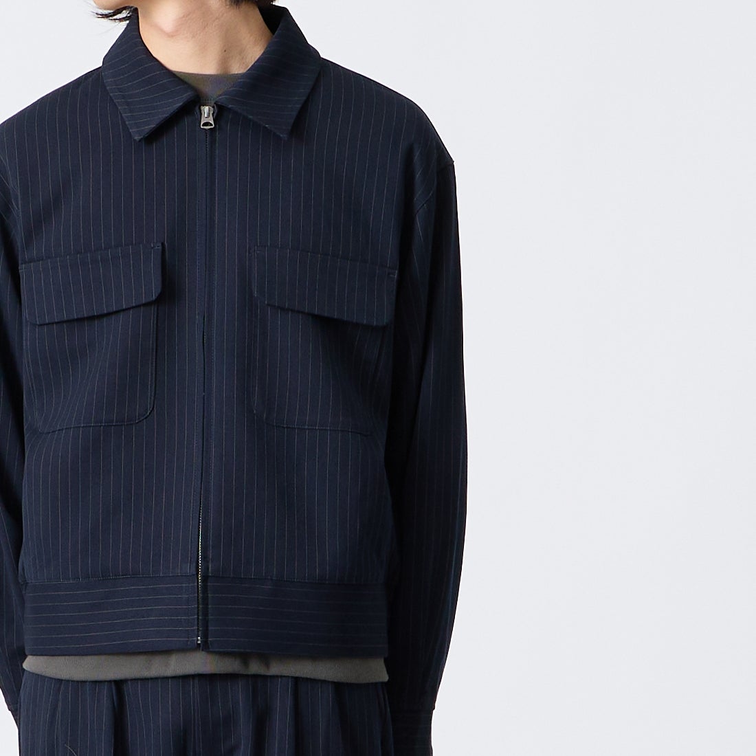Noir Fabrik [ヌワールファブリック] ギャバジンスポーツジャケット [NF-263-066] NAVY ST &&モデル身長：175cm 着用サイズ：M&&