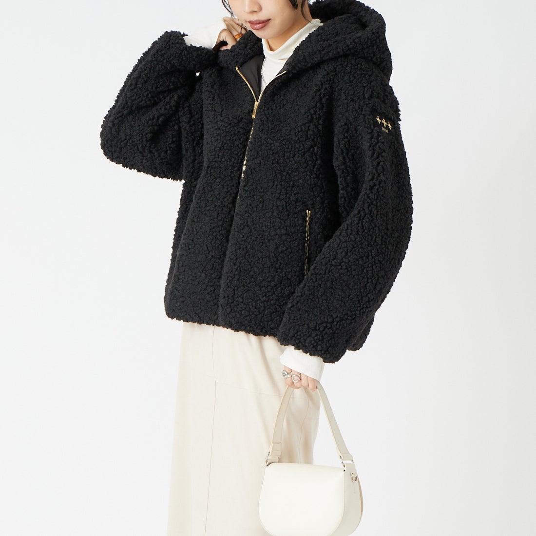 TATRAS [タトラス] IPAMA イパマ ボアブルゾン [LCKA0042033588] BLACK &&モデル身長：162cm 着用サイズ：1&&