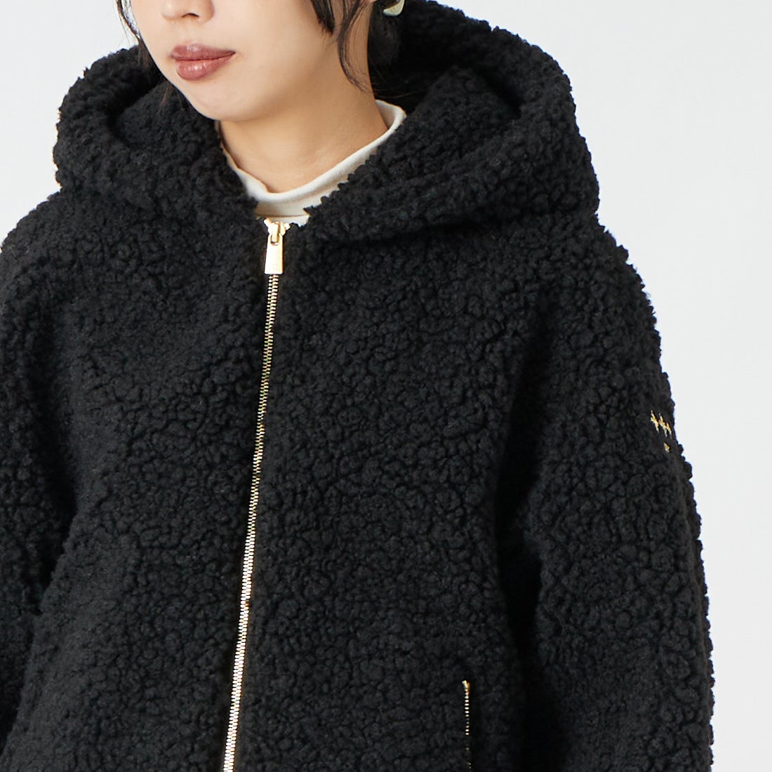 TATRAS [タトラス] IPAMA イパマ ボアブルゾン [LCKA0042033588] BLACK &&モデル身長：162cm 着用サイズ：1&&