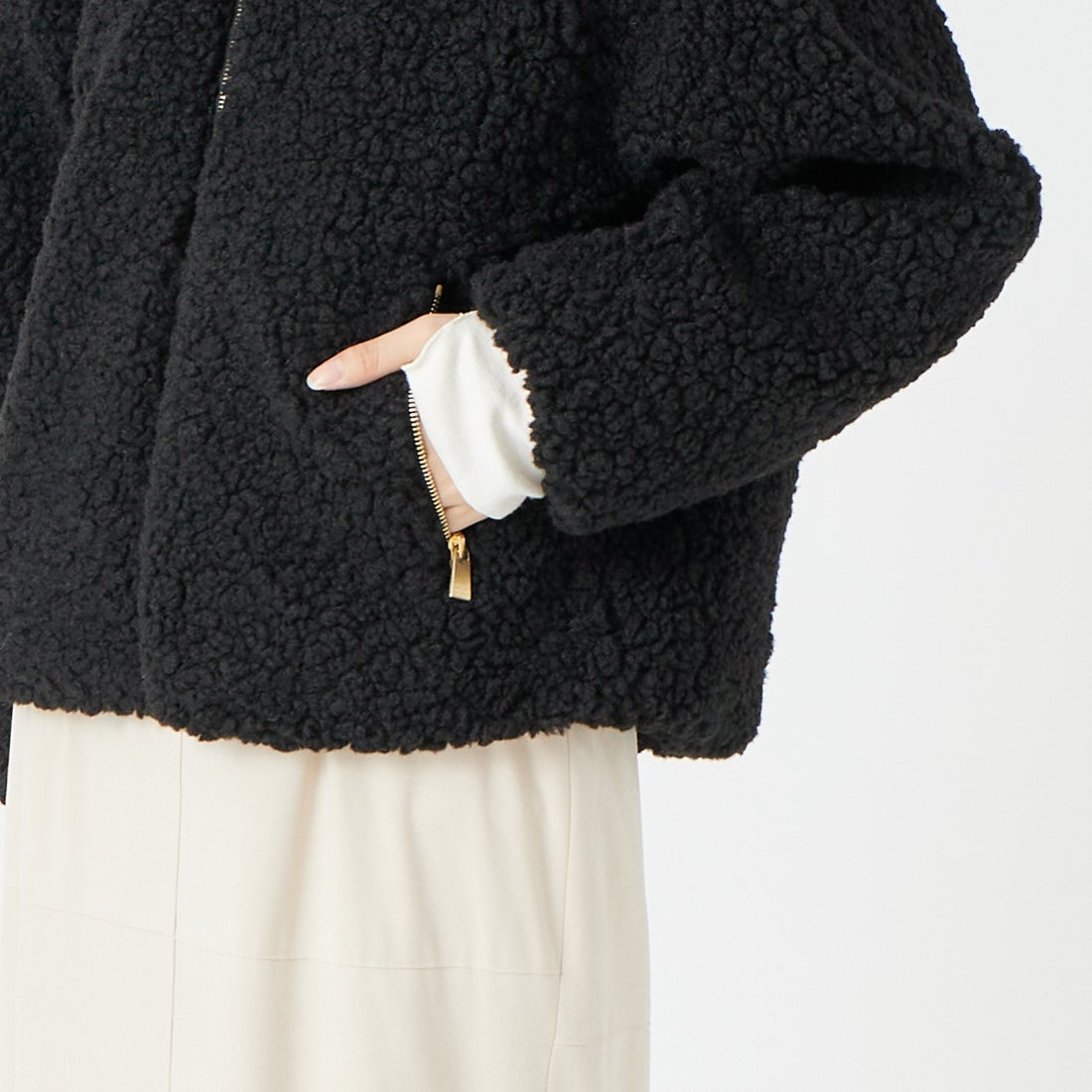 TATRAS [タトラス] IPAMA イパマ ボアブルゾン [LCKA0042033588] BLACK &&モデル身長：162cm 着用サイズ：1&&