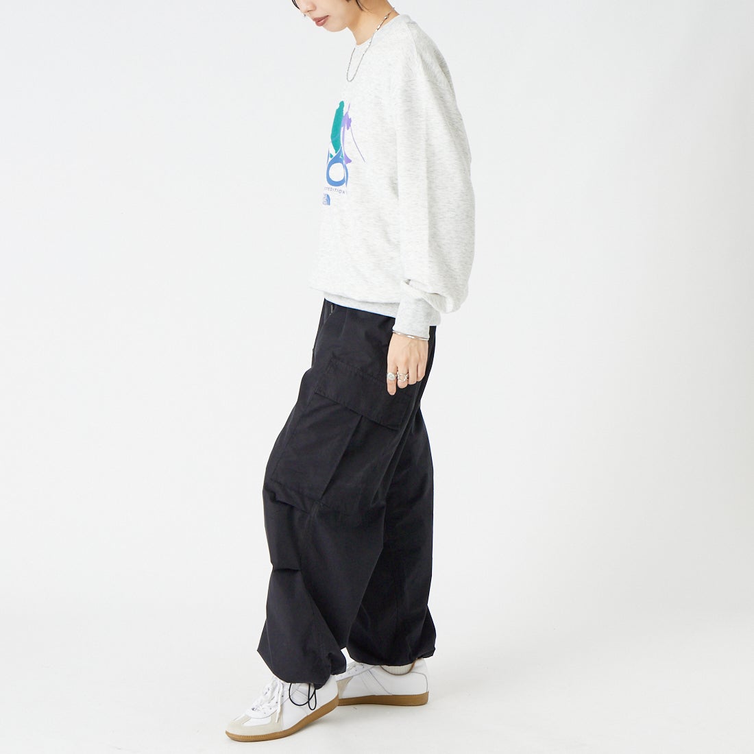 THE NORTH FACE [ザ ノースフェイス] スキーグラフィックスウェットクルー [NT62686] WX &&モデル身長：162cm 着用サイズ：S&&