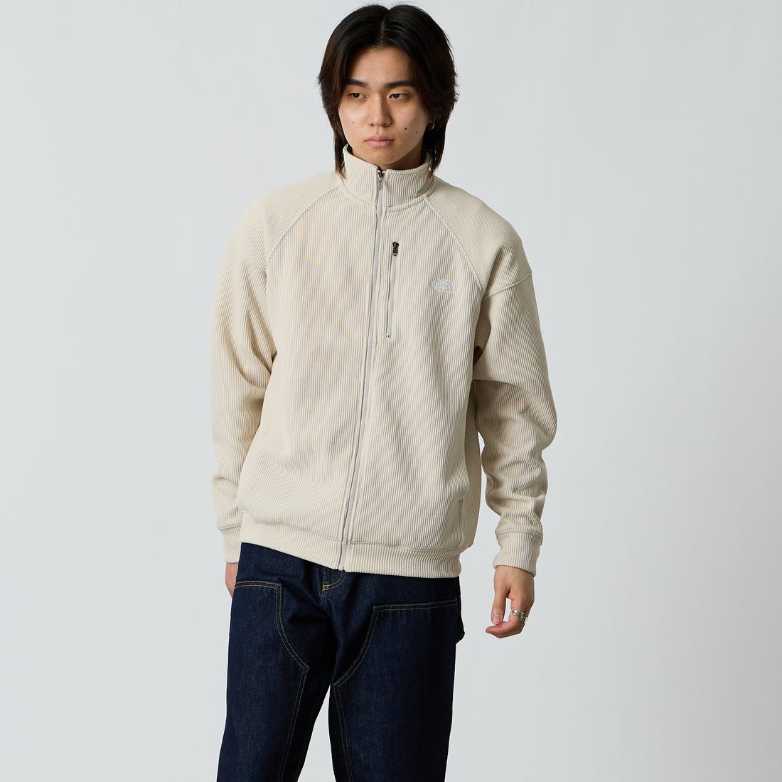 THE NORTH FACE [ザ ノースフェイス] クオーターニットフルジップジャケット [NT62633] FI &&モデル身長：177cm 着用サイズ：M&&