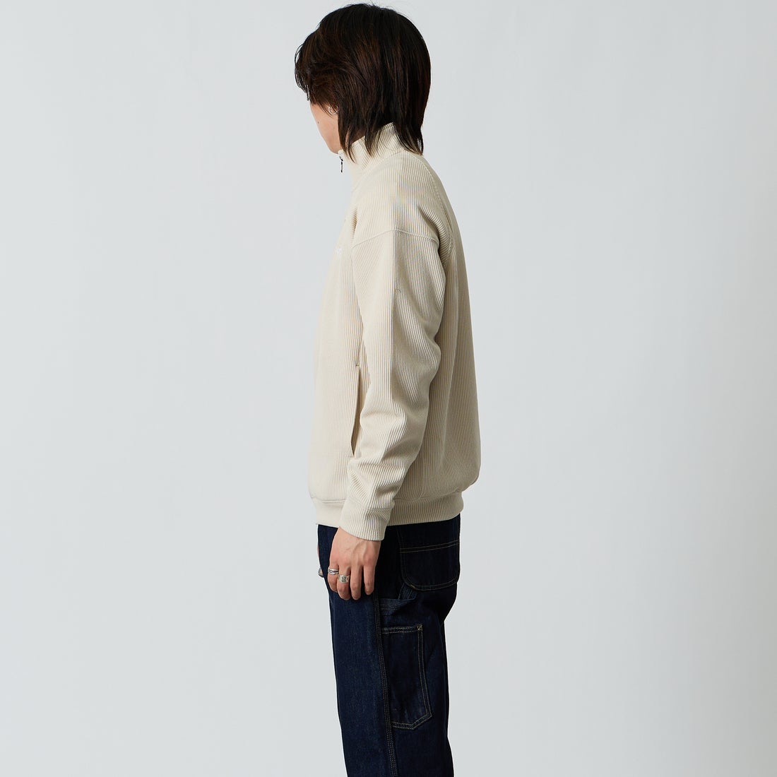 THE NORTH FACE [ザ ノースフェイス] クオーターニットフルジップジャケット [NT62633] FI &&モデル身長：177cm 着用サイズ：M&&