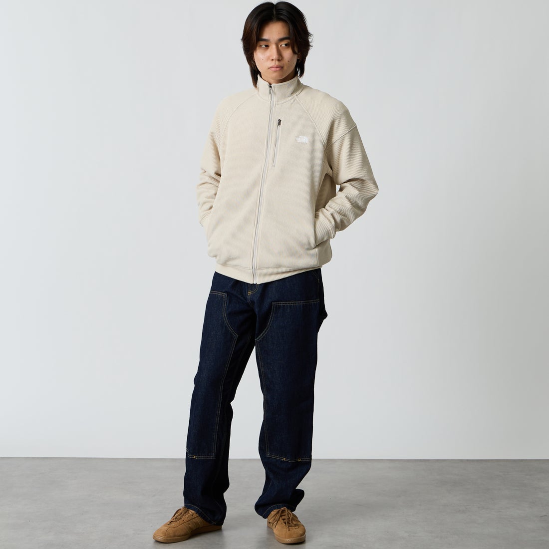 THE NORTH FACE [ザ ノースフェイス] クオーターニットフルジップジャケット [NT62633] FI &&モデル身長：177cm 着用サイズ：M&&