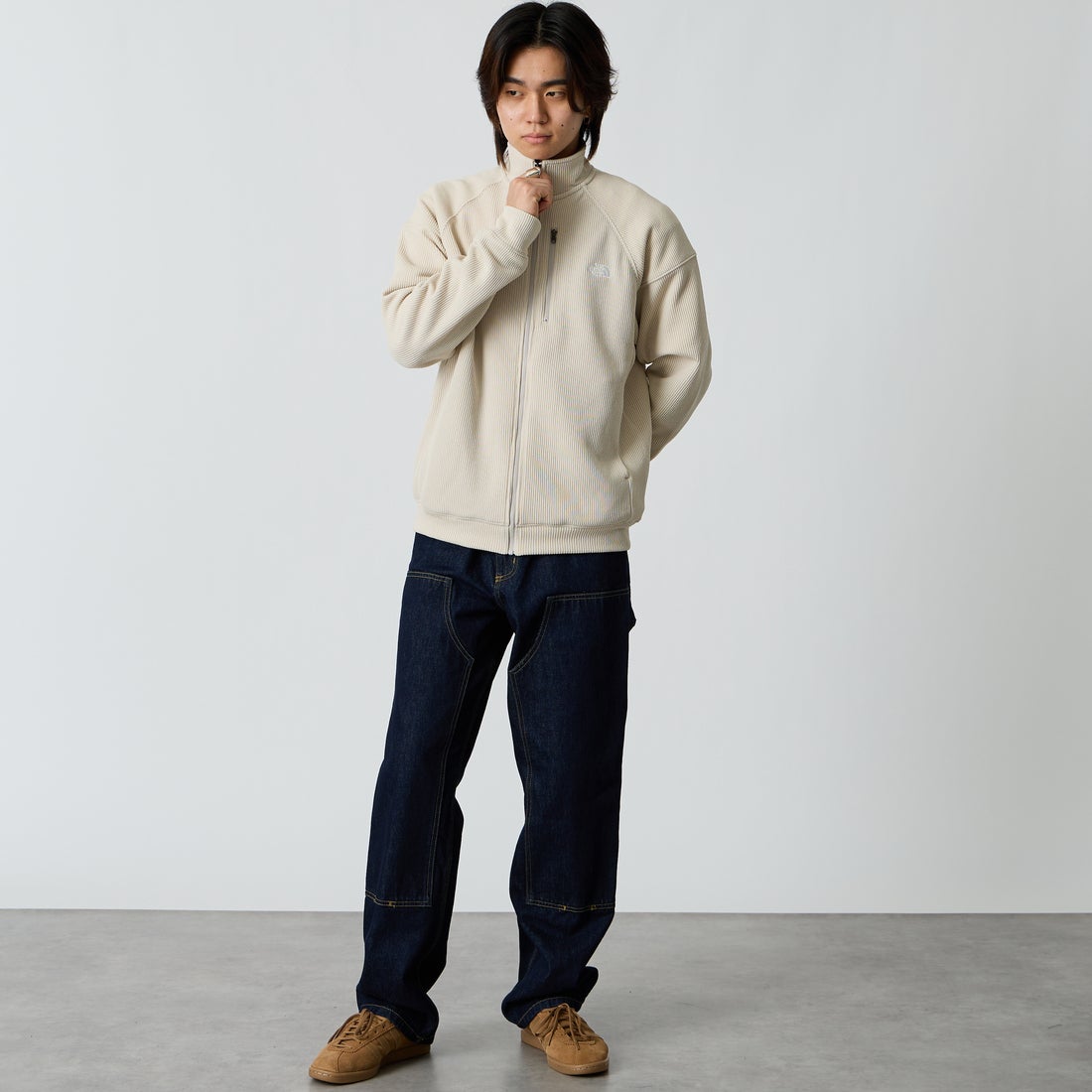 THE NORTH FACE [ザ ノースフェイス] クオーターニットフルジップジャケット [NT62633] FI &&モデル身長：177cm 着用サイズ：M&&