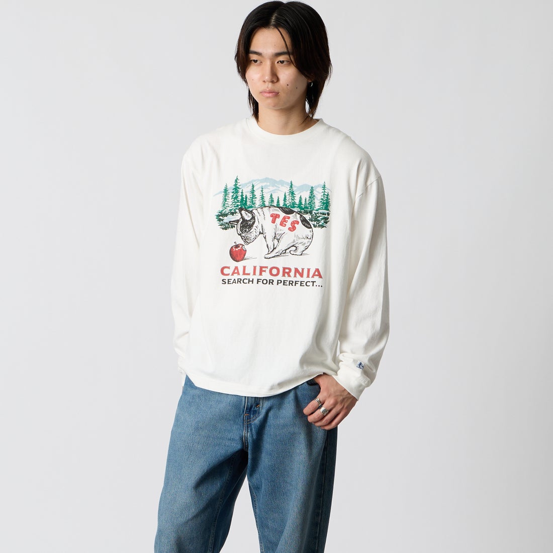 07 WHITE&&モデル身長：177cm 着用サイズ：M&&