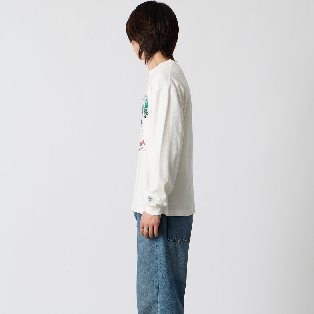The Endless Summer [エンドレスサマー] CALIFORNIA FOREST ロングスリーブTシャツ [1280-26774313] 07 WHITE &&モデル身長：177cm 着用サイズ：M&&