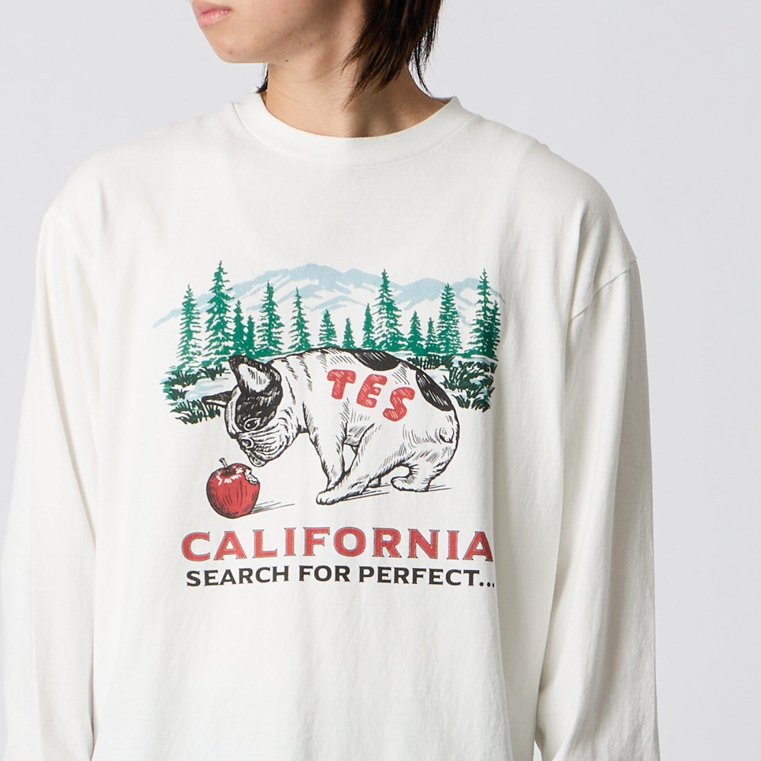 The Endless Summer [エンドレスサマー] CALIFORNIA FOREST ロングスリーブTシャツ [1280-26774313] 07 WHITE &&モデル身長：177cm 着用サイズ：M&&