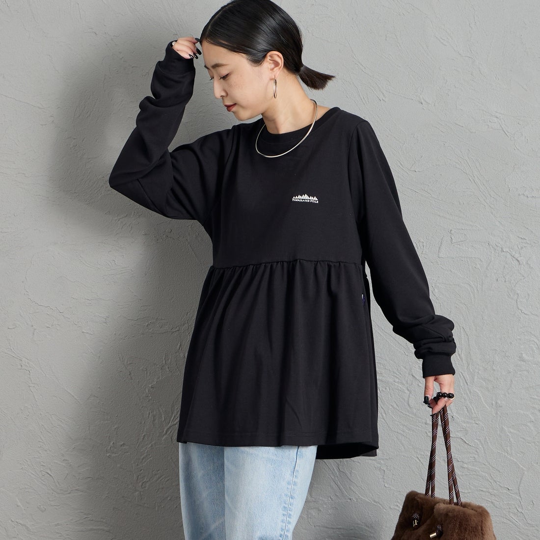 09 BLACK&&モデル身長：150cm 着用サイズ：F&&