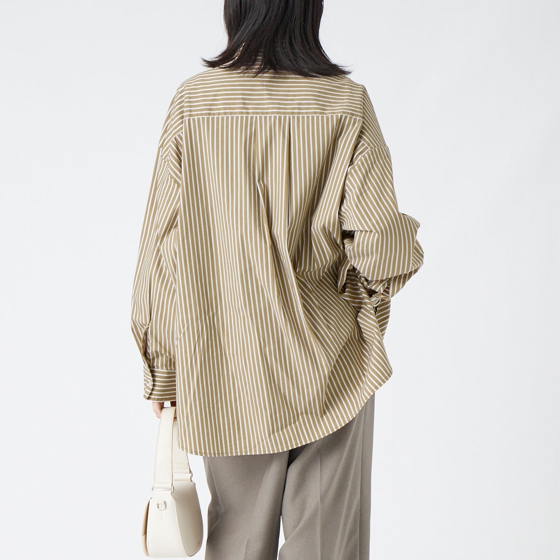 Jeans Factory Clothes [ジーンズファクトリークローズ] メンズライクビッグシャツ [IN14-SH-6]ﾍﾞｰｼﾞｭST &&モデル身長：162cm 着用サイズ：F&&