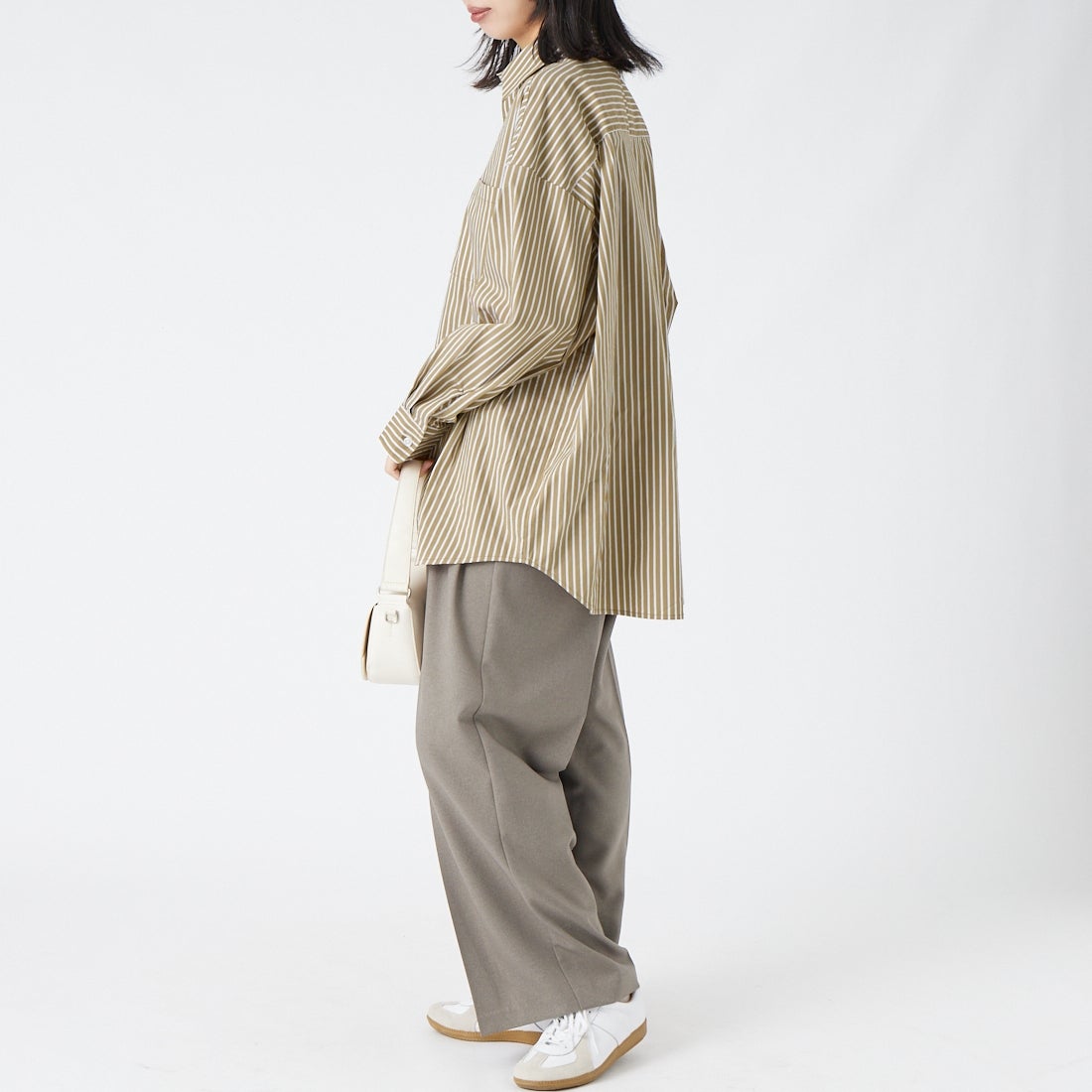 Jeans Factory Clothes [ジーンズファクトリークローズ] メンズライクビッグシャツ [IN14-SH-6]ﾍﾞｰｼﾞｭST &&モデル身長：162cm 着用サイズ：F&&