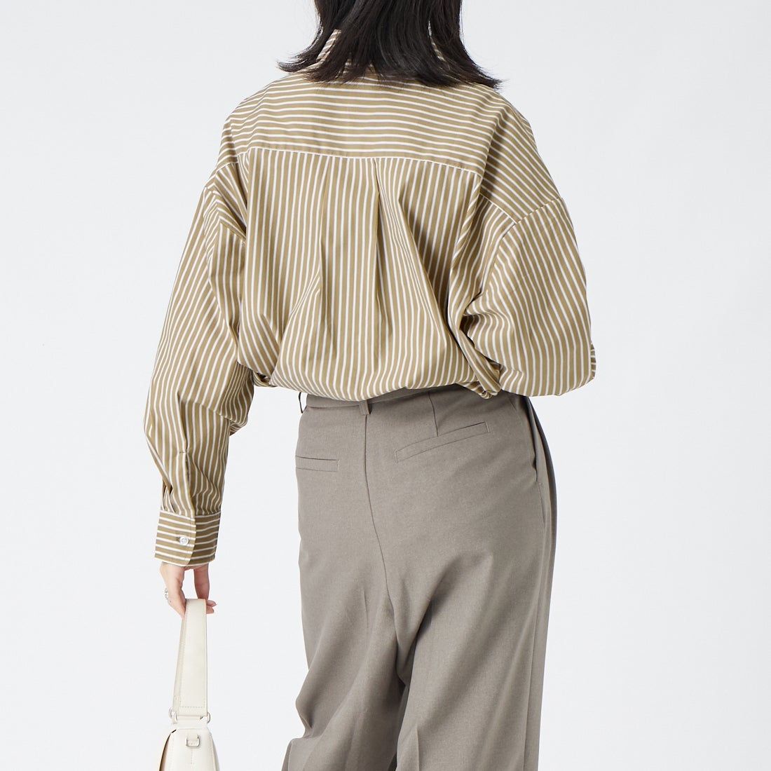 Jeans Factory Clothes [ジーンズファクトリークローズ] メンズライクビッグシャツ [IN14-SH-6]ﾍﾞｰｼﾞｭST &&モデル身長：162cm 着用サイズ：F&&