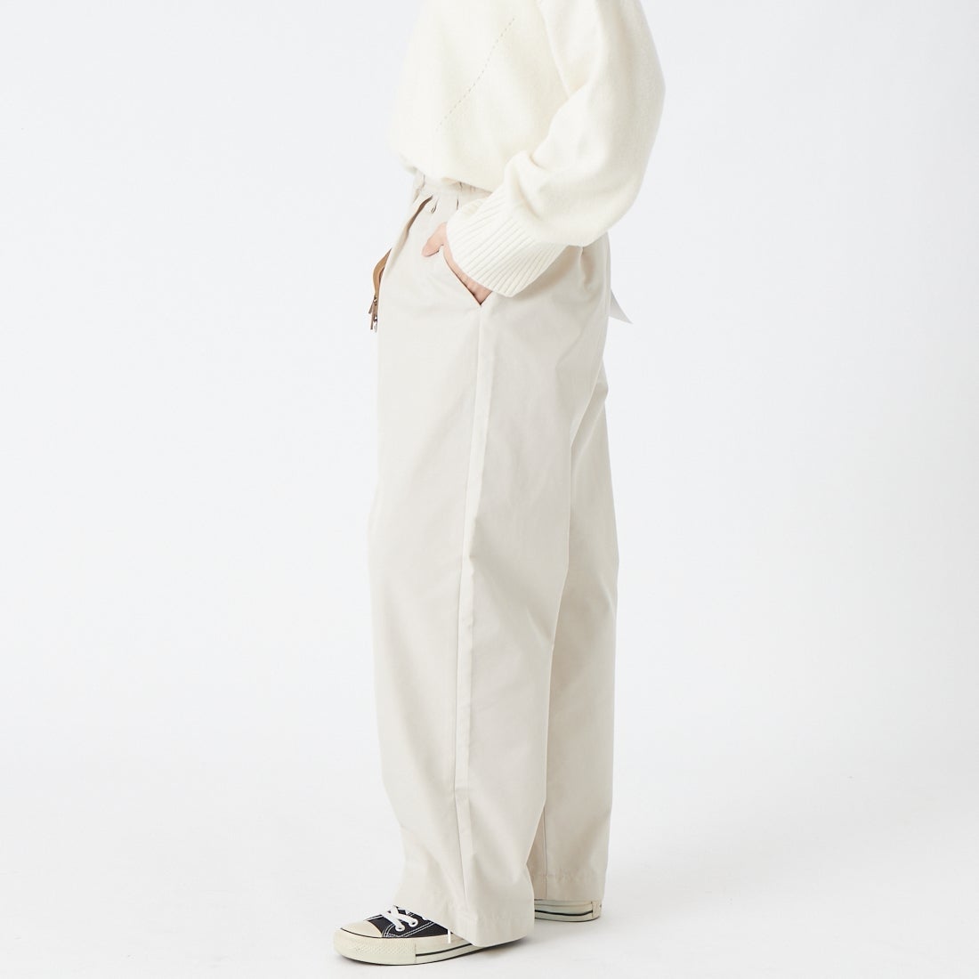 Jeans Factory Clothes [ジーンズファクトリークローズ] タックイージーチノパンツ [IN35-PT-6] ｷﾅﾘ &&モデル身長：162cm 着用サイズ：34&&