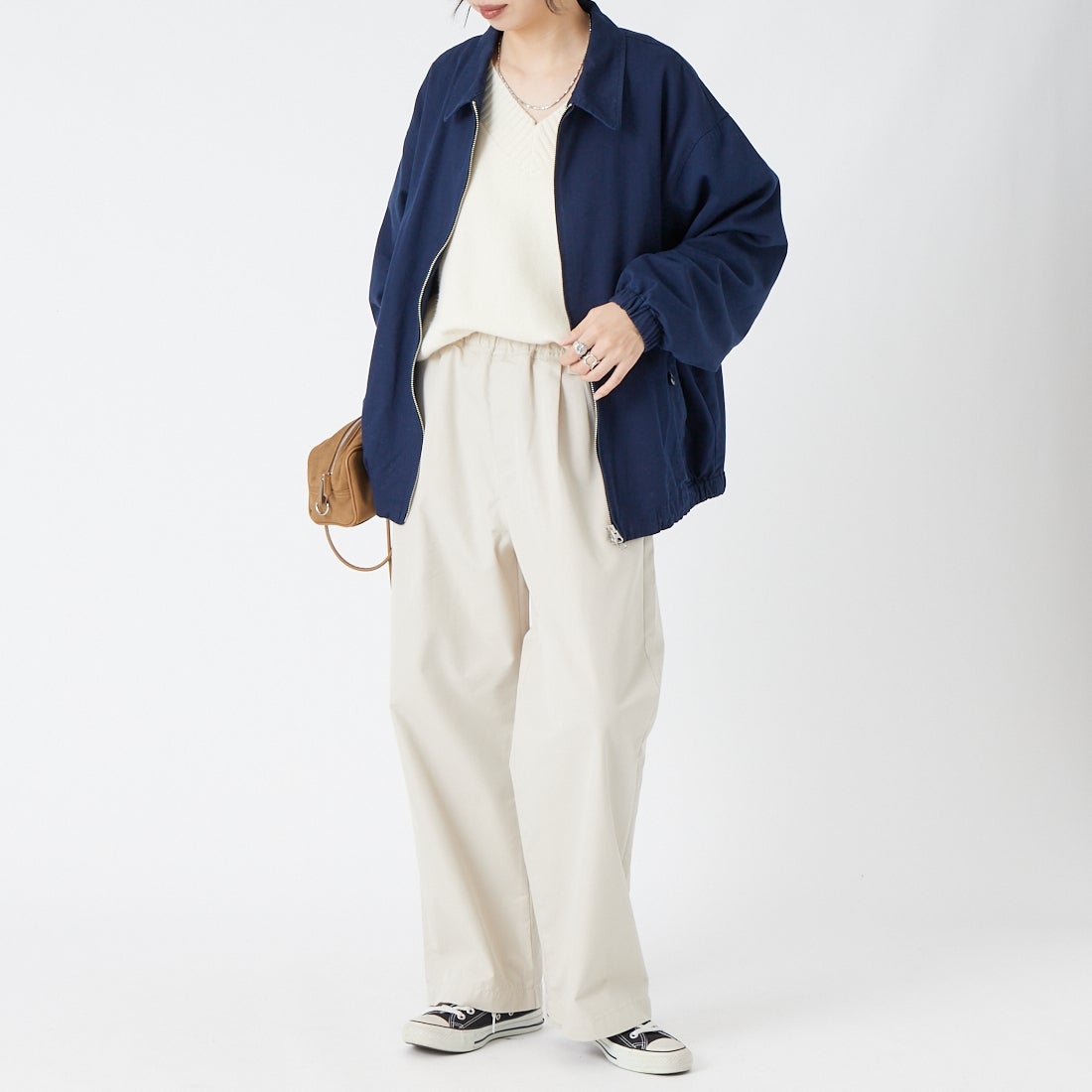 Jeans Factory Clothes [ジーンズファクトリークローズ] タックイージーチノパンツ [IN35-PT-6] ｷﾅﾘ &&モデル身長：162cm 着用サイズ：34&&