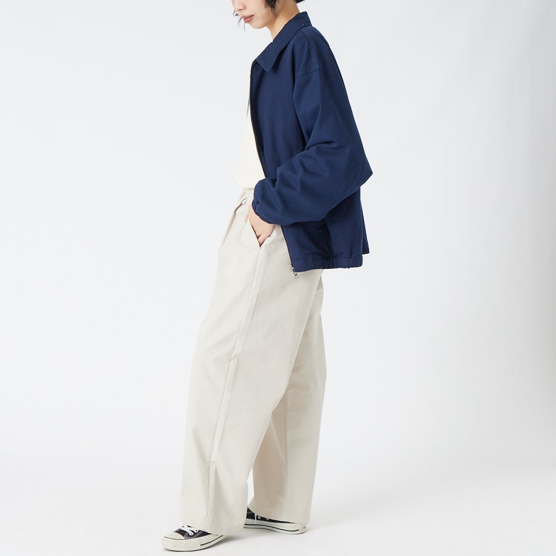 Jeans Factory Clothes [ジーンズファクトリークローズ] タックイージーチノパンツ [IN35-PT-6] ｷﾅﾘ &&モデル身長：162cm 着用サイズ：34&&