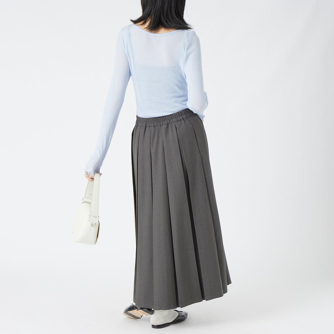 USINE [ユジーヌ] ボックスプリーツスカート [21269057] ﾁｬｺｰﾙ &&モデル身長：162cm 着用サイズ：36&&