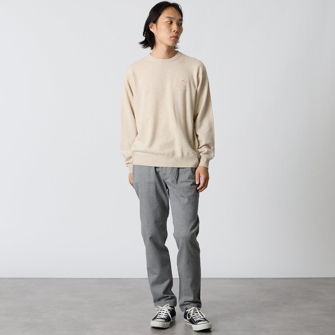 Jeans Factory Clothes [ジーンズファクトリークローズ] ソフトサーモコードストレッチ 1Pイージートラウザー [JFC-264-054] 64 GRY &&モデル身長：175cm 着用サイズ：M&&