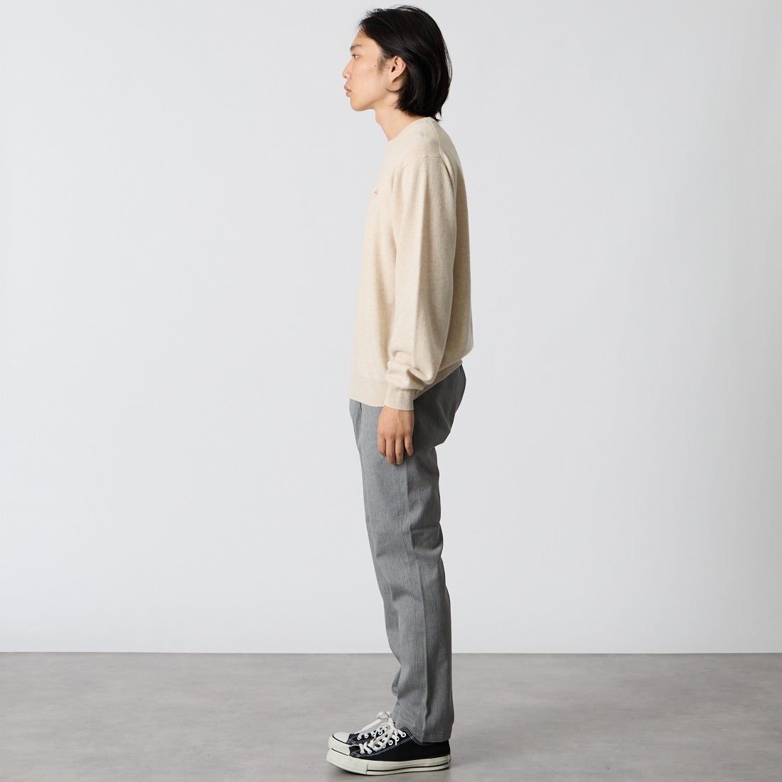Jeans Factory Clothes [ジーンズファクトリークローズ] ソフトサーモコードストレッチ 1Pイージートラウザー [JFC-264-054] 64 GRY &&モデル身長：175cm 着用サイズ：M&&