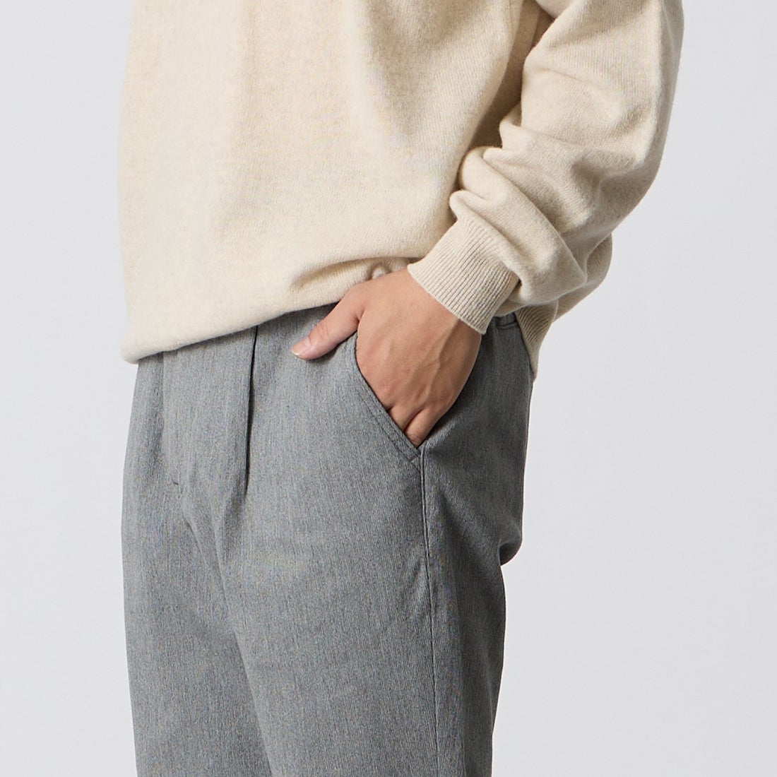 Jeans Factory Clothes [ジーンズファクトリークローズ] ソフトサーモコードストレッチ 1Pイージートラウザー [JFC-264-054] 64 GRY &&モデル身長：175cm 着用サイズ：M&&