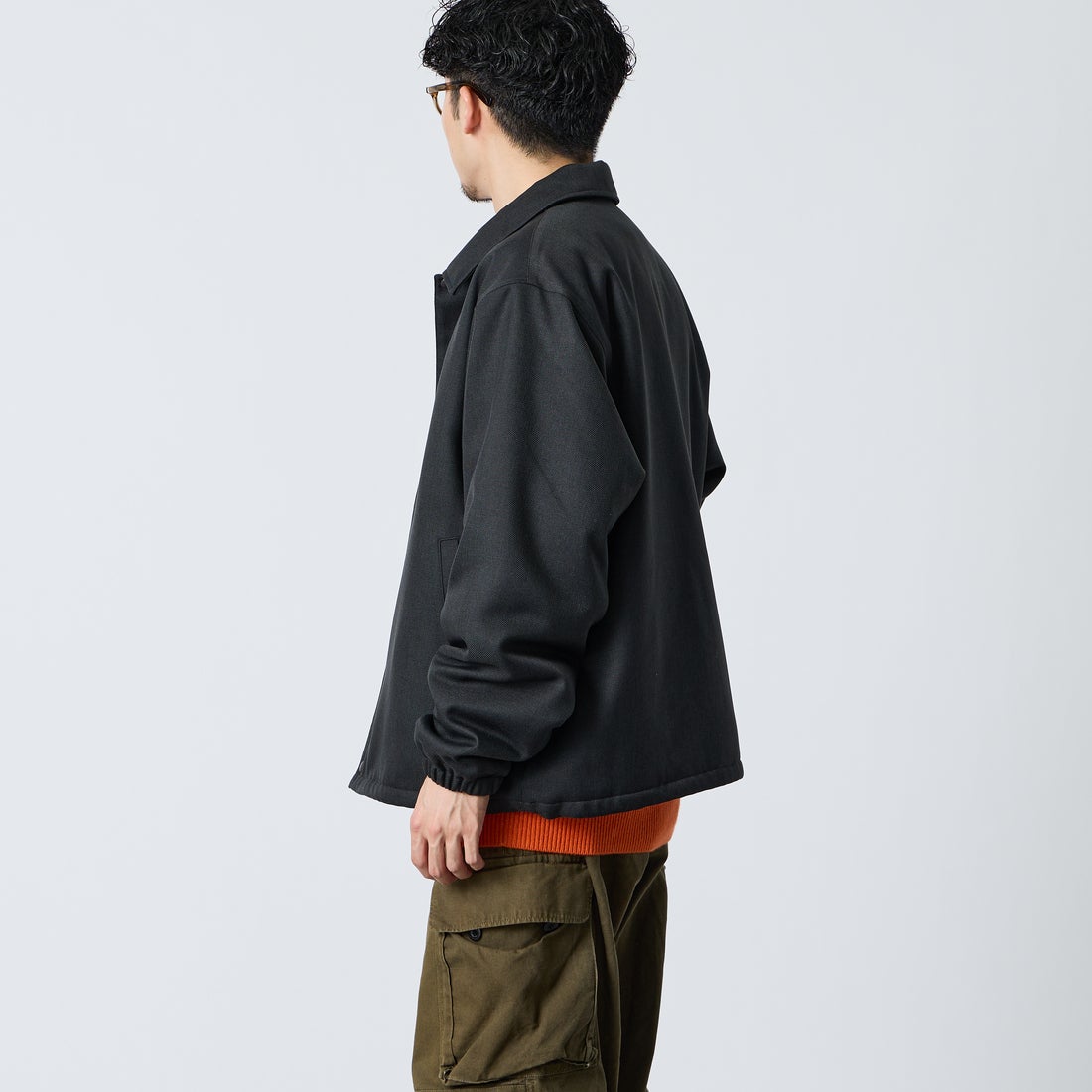 FRED PERRY [フレッドペリー] 別注 パデッドボタン 中綿ジャケット [FPM-26A-003JF] CHACOAL MA &&モデル身長：168cm 着用サイズ：L&&
