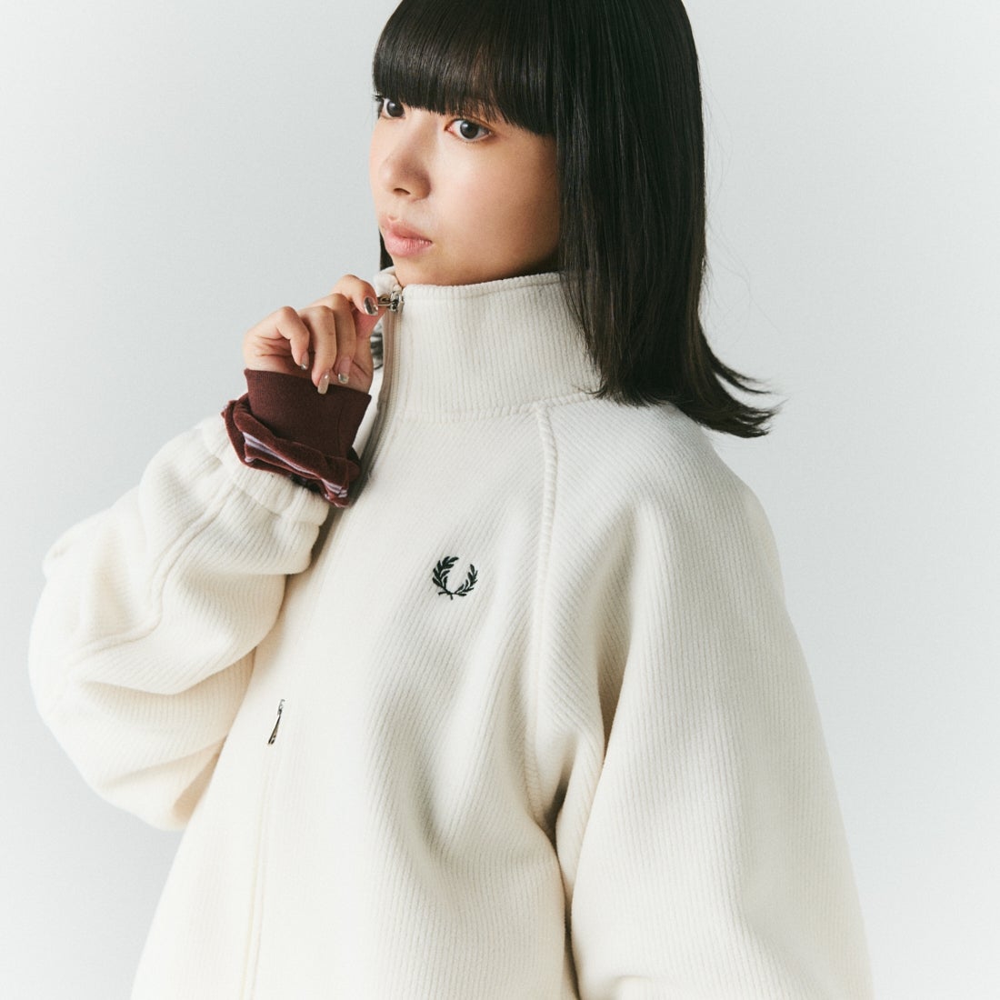 FRED PERRY [フレッドペリー] 別注 コード フリースジャケット [FPM-26A-005JF] ECRU/NIGHT