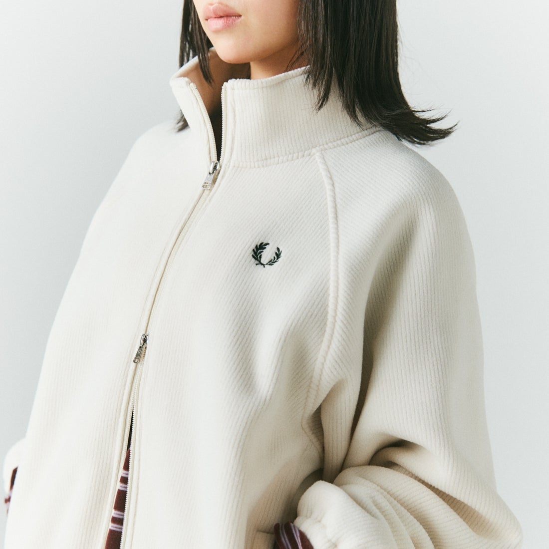 FRED PERRY [フレッドペリー] 別注 コード フリースジャケット [FPM-26A-005JF] ECRU/NIGHT