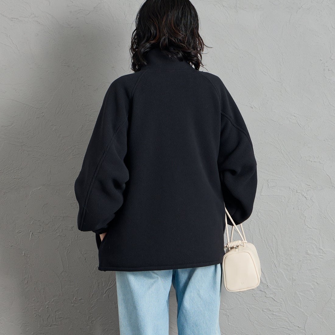FRED PERRY [フレッドペリー] 別注 コード フリースジャケット [FPM-26A-005JF] BLACK/DARK &&モデル身長：160cm 着用サイズ：S&&