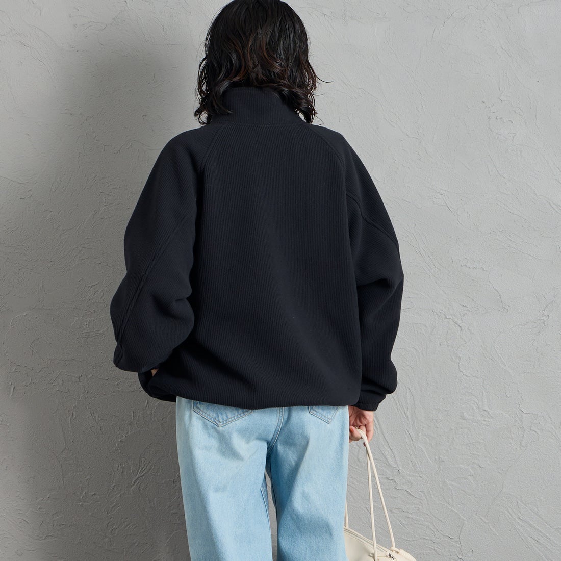 FRED PERRY [フレッドペリー] 別注 コード フリースジャケット [FPM-26A-005JF] BLACK/DARK &&モデル身長：160cm 着用サイズ：S&&