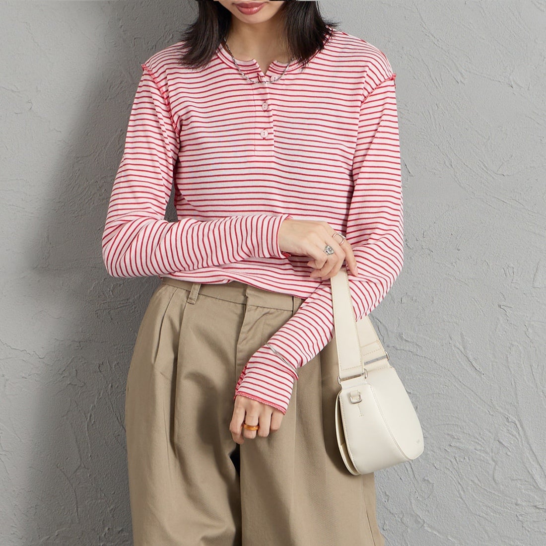 PINK/RED&&モデル身長：162cm 着用サイズ：F&&