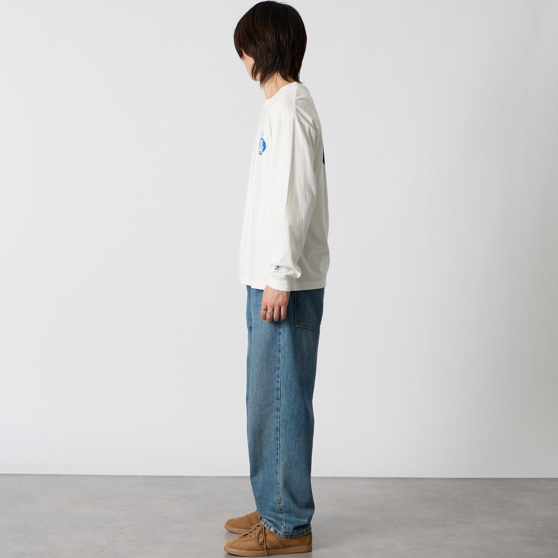The Endless Summer [エンドレスサマー] TEAM ロゴロングスリーブTシャツ [1280-26774314] 07 WHITE &&モデル身長：177cm 着用サイズ：M&&