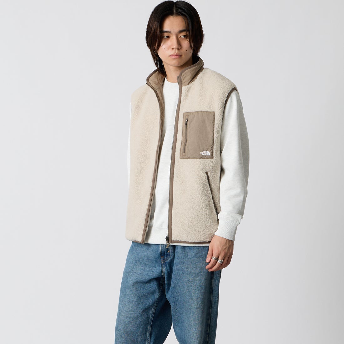 THE NORTH FACE [ザ ノースフェイス] リバーシブルエクストリームパイルフリースベスト [NP72537] FM &&モデル身長：177cm 着用サイズ：M&&