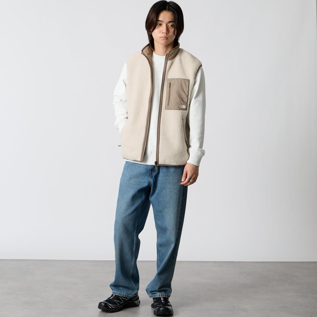 THE NORTH FACE [ザ ノースフェイス] リバーシブルエクストリームパイルフリースベスト [NP72537] FM &&モデル身長：177cm 着用サイズ：M&&