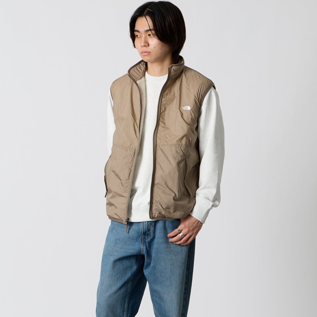 THE NORTH FACE [ザ ノースフェイス] リバーシブルエクストリームパイルフリースベスト [NP72537] FM &&モデル身長：177cm 着用サイズ：M&&