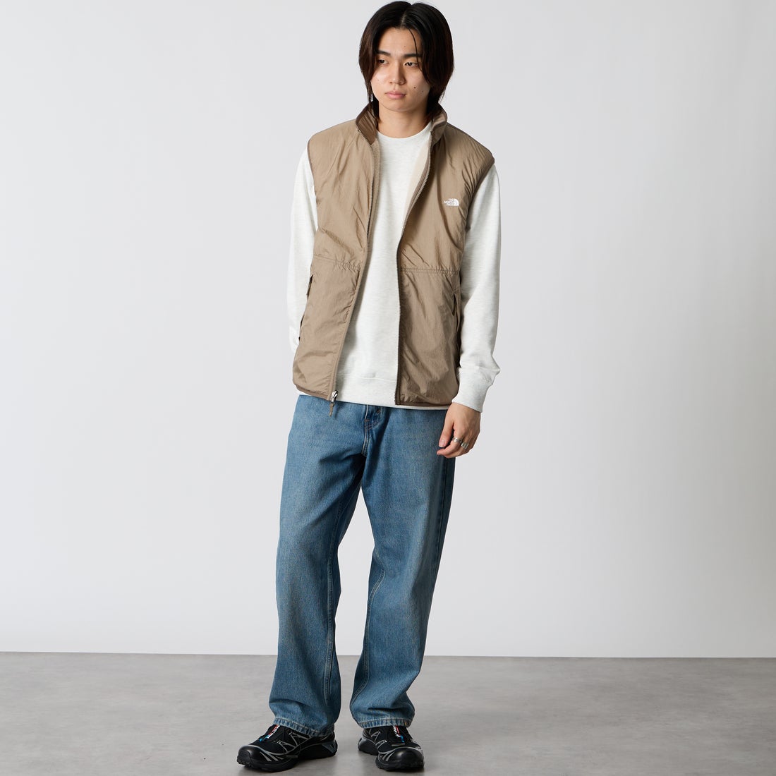 THE NORTH FACE [ザ ノースフェイス] リバーシブルエクストリームパイルフリースベスト [NP72537] FM &&モデル身長：177cm 着用サイズ：M&&
