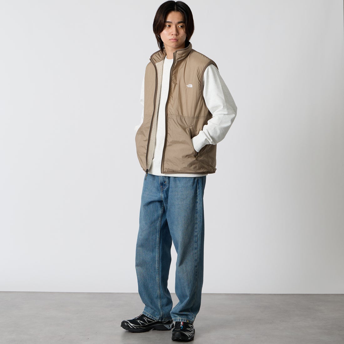 THE NORTH FACE [ザ ノースフェイス] リバーシブルエクストリームパイルフリースベスト [NP72537] FM &&モデル身長：177cm 着用サイズ：M&&