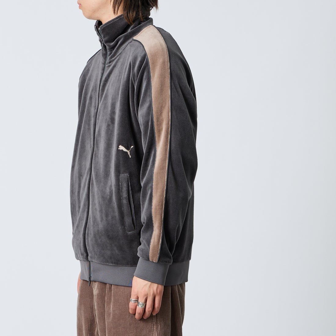 PUMA [プーマ] 別注 T7 ベロアトラックジャケット [640946-JF] 15 SHADOW &&モデル身長：177cm 着用サイズ：L&&
