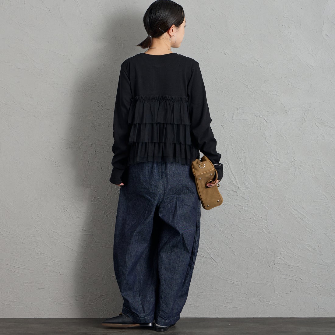 nenom [ネノム] チュールフリルドッキングカーディガン [NE26332015] 09 BLACK &&モデル身長：150cm 着用サイズ：&&