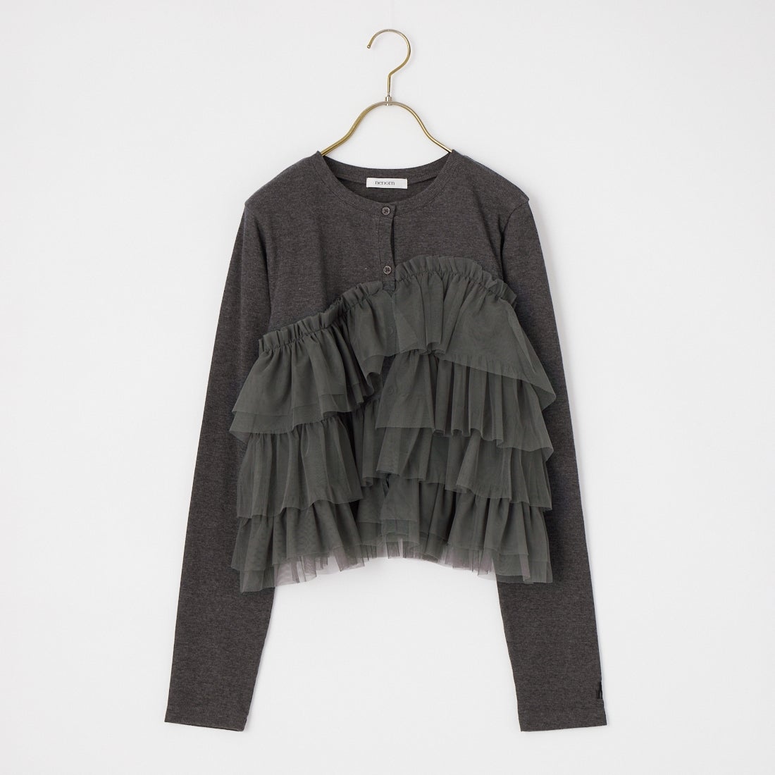 nenom [ネノム] チュールフリルドッキングカーディガン [NE26332015] 08 CHARCOA
