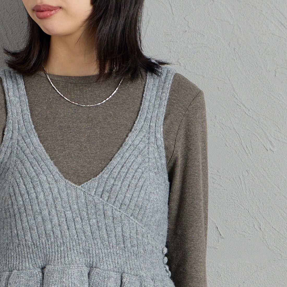 nenom [ネノム] 2WAY ペプラムカシュクールビスチェ [NE26331006] 07 GRAY &&モデル身長：162cm 着用サイズ：F&&