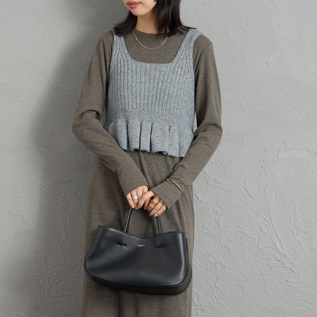nenom [ネノム] 2WAY ペプラムカシュクールビスチェ [NE26331006] 07 GRAY &&モデル身長：162cm 着用サイズ：F&&