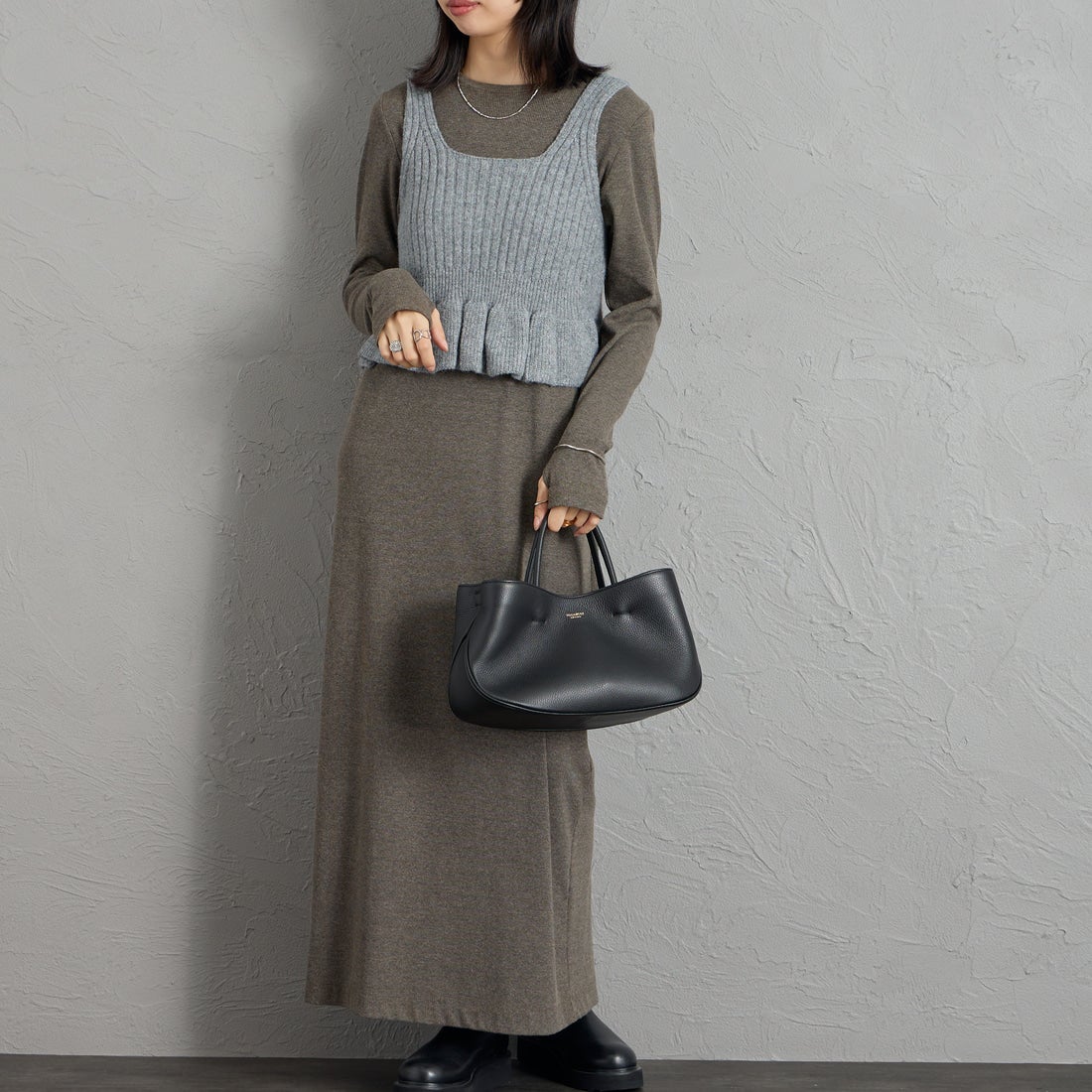 nenom [ネノム] 2WAY ペプラムカシュクールビスチェ [NE26331006] 07 GRAY &&モデル身長：162cm 着用サイズ：F&&