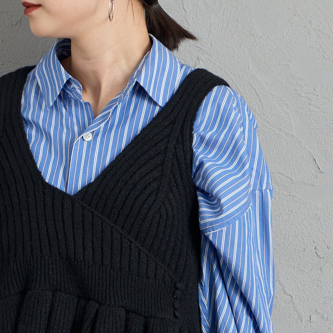 nenom [ネノム] 2WAY ペプラムカシュクールビスチェ [NE26331006] 09 BLACK &&モデル身長：150cm 着用サイズ：F&&
