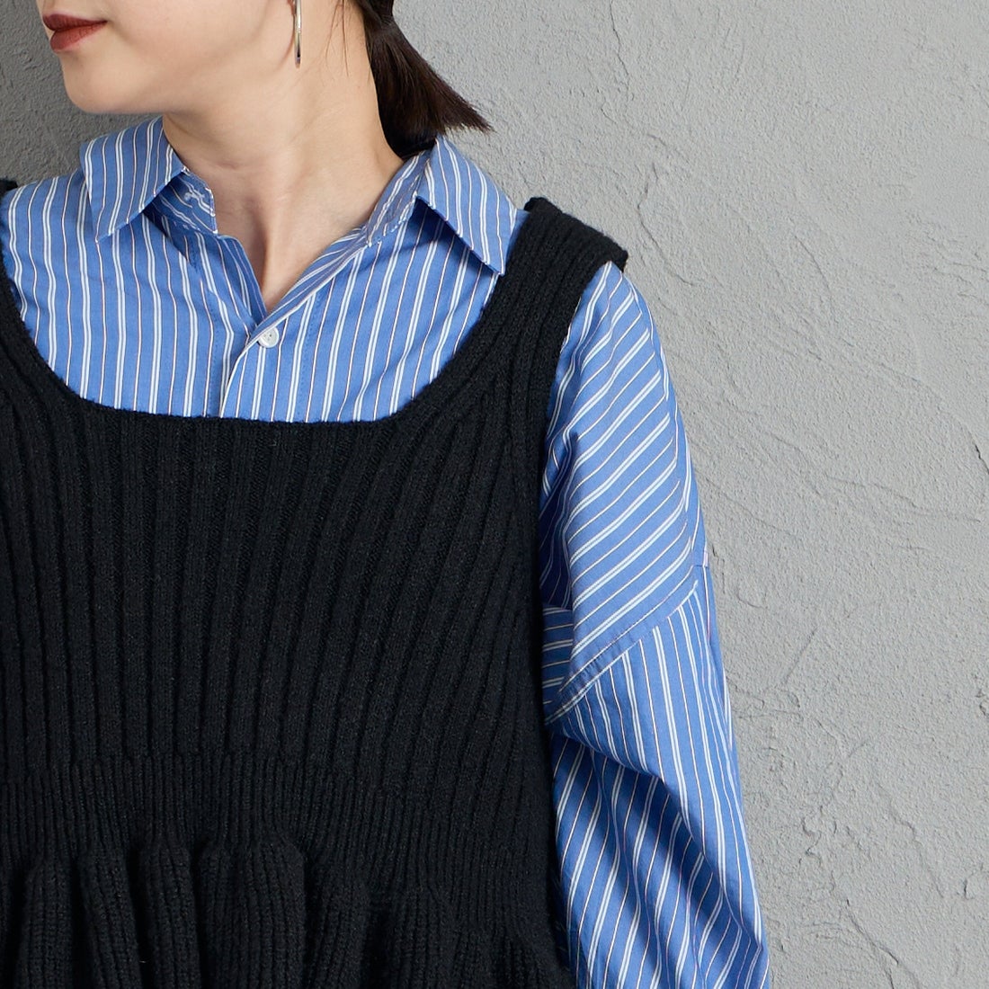nenom [ネノム] 2WAY ペプラムカシュクールビスチェ [NE26331006] 09 BLACK &&モデル身長：150cm 着用サイズ：F&&