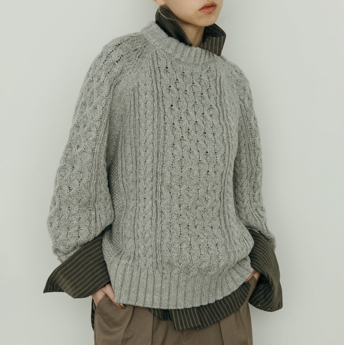 nenom [ネノム] ケーブルニットプルオーバー [NE26331016] 05 L.GRAY