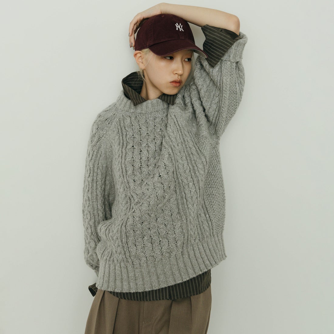 nenom [ネノム] ケーブルニットプルオーバー [NE26331016] 05 L.GRAY
